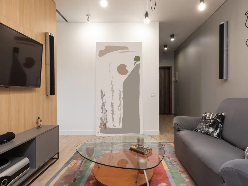 Home theater room with integrated speakers and AV equipment - Bethesda