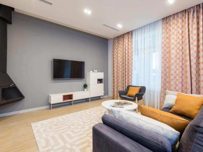 Home theater room with integrated speakers and AV equipment - Potomac