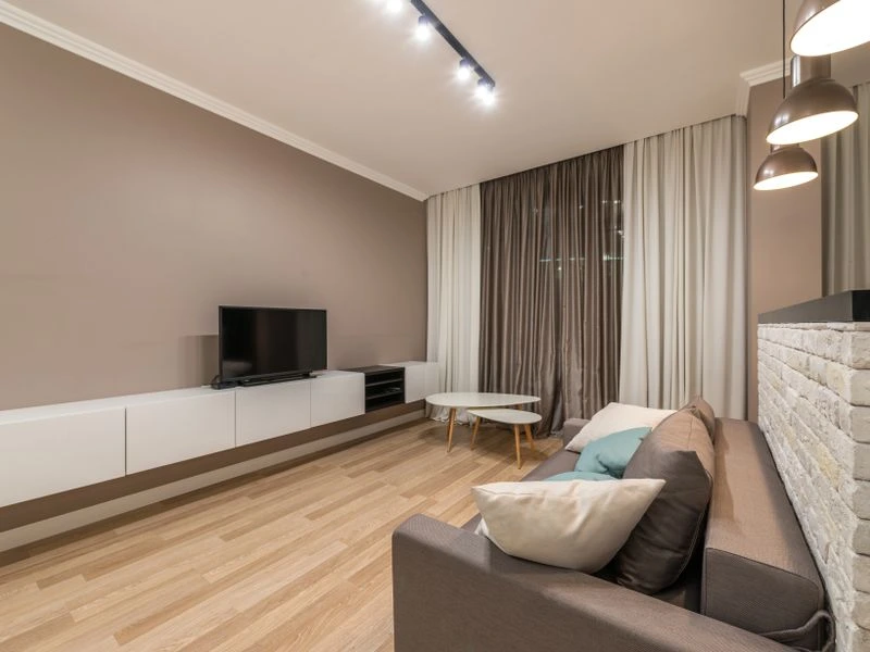 Home theater room with integrated speakers and AV equipment - Takoma Park, MD